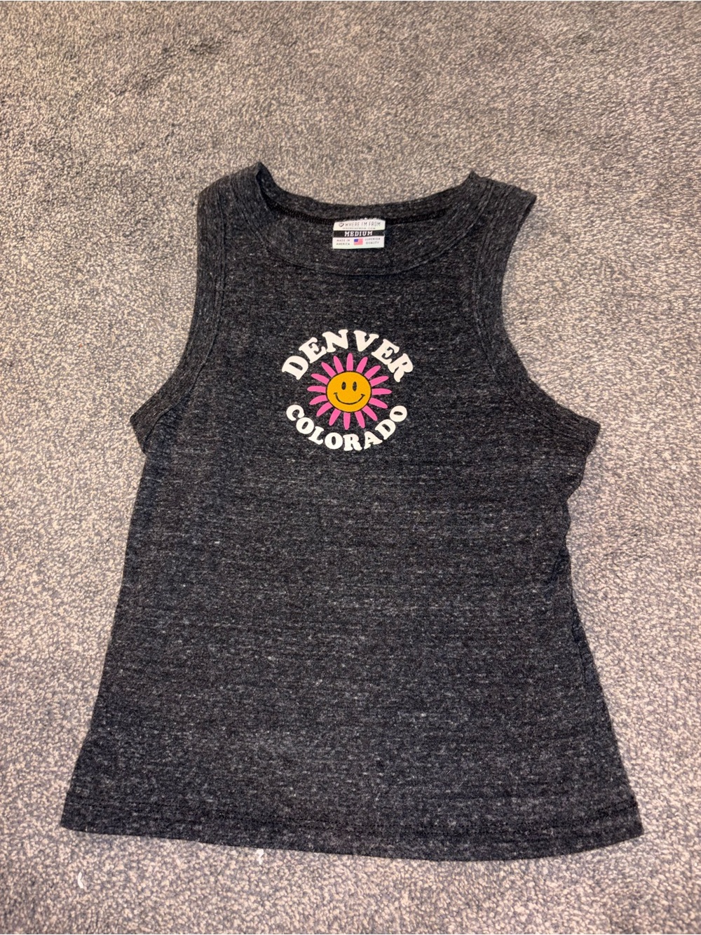 Denver Colorado Smiley Tank Top - Dark Gray